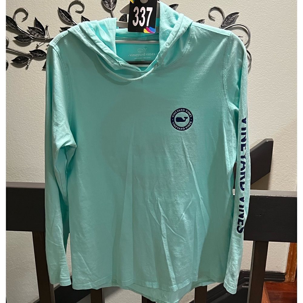 EUC Vineyard Vines Aqua Long Sleeve Hoodie Size XS #337